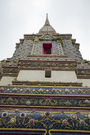 tower bangkok in the temple thailand abstract cross colors roof wat palaces asia sky and colors religion mosaic sculptureのeditorial素材