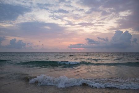 Landscape of Colorful sky sunset over the sea and islands backgroundの写真素材