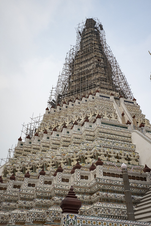 Pagoda in Wat Arun under constructionの写真素材