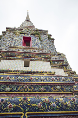 tower bangkok in the temple thailand abstract cross colors roof wat palaces asia sky and colors religion mosaic sculptureのeditorial素材