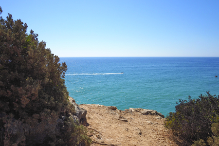 A view of a Praia da Rocha in Portimao, Algarve region, Portugalの写真素材