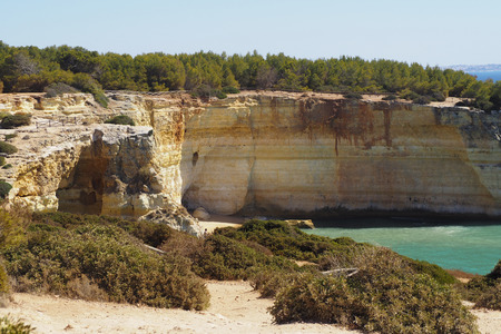 A view of a Praia da Rocha in Portimao, Algarve region, Portugalの写真素材