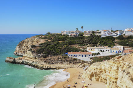A view of a Praia da Rocha in Portimao, Algarve region, Portugalの写真素材