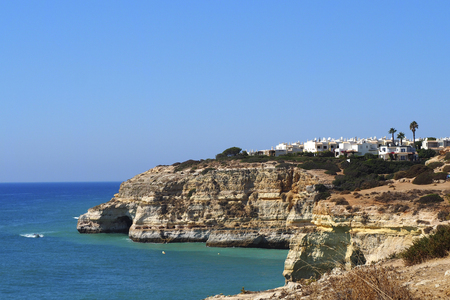 A view of a Praia da Rocha in Portimao, Algarve region, Portugalの写真素材