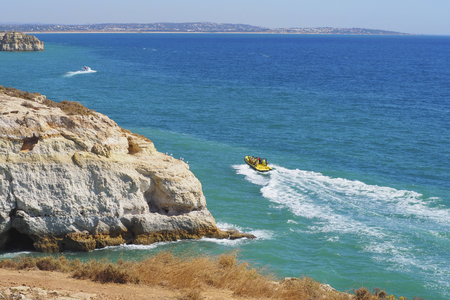 A view of a Praia da Rocha in Portimao, Algarve region, Portugalの写真素材
