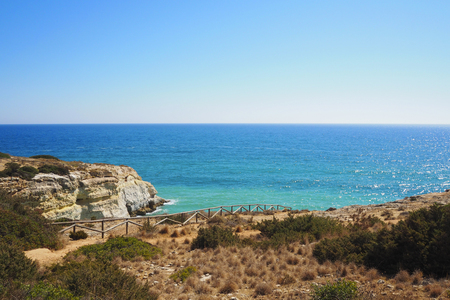 A view of a Praia da Rocha in Portimao, Algarve region, Portugalの写真素材