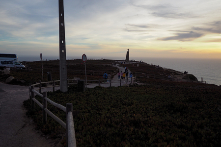 SINTRA, PORTUGAL. Landscape of Cabo da Roca in Portugal. Cabo da Roca (Cape Roca) is a cape which forms the westernmost extent of mainland Portugal and continental Europe.の写真素材
