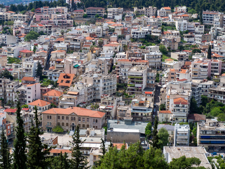 Panoramic view of Lamia City, Central Greeceの写真素材