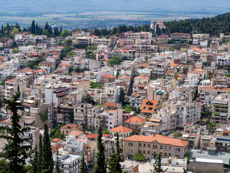 Panoramic view of Lamia City, Central Greeceの写真素材
