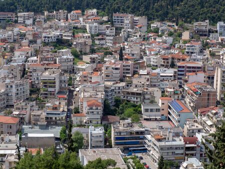 Panoramic view of Lamia City, Central Greeceの写真素材