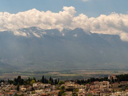 Panoramic view of Lamia City, Central Greeceの写真素材