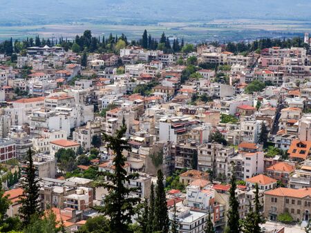 Panoramic view of Lamia City, Central Greeceの写真素材