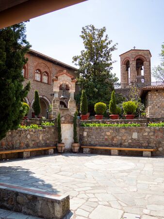 The Monastery of Great Meteoron is the largest monastery at Meteora. Meteora is one of the most precipitously built complexes of Eastern Orthodox monasteries in Greeceの写真素材