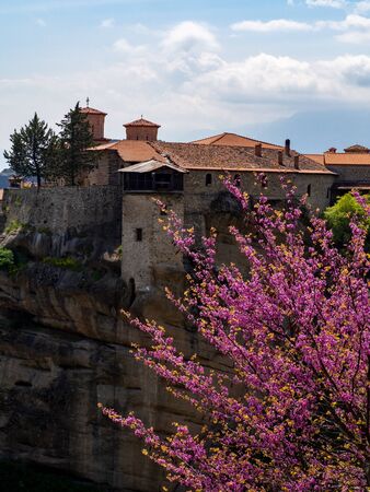 The Monastery of Great Meteoron is the largest monastery at Meteora. Meteora is one of the most precipitously built complexes of Eastern Orthodox monasteries in Greeceの写真素材