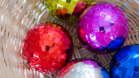 Crystal Christmas ball in the basket.の写真素材