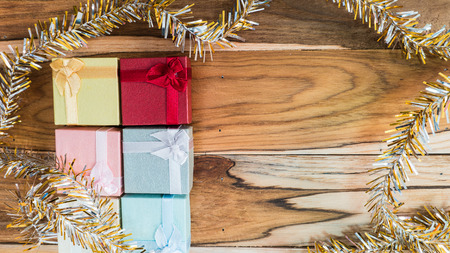 Christmas and New Year Background on a wooden.の写真素材