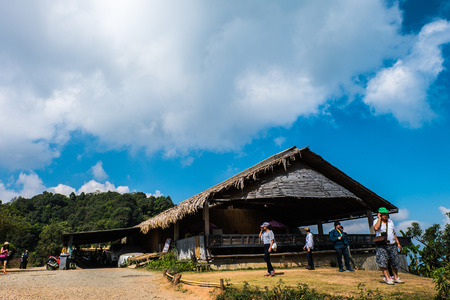 Monjam Chiangmai, Thailand- December 11:People. At the viewpoint.のeditorial素材