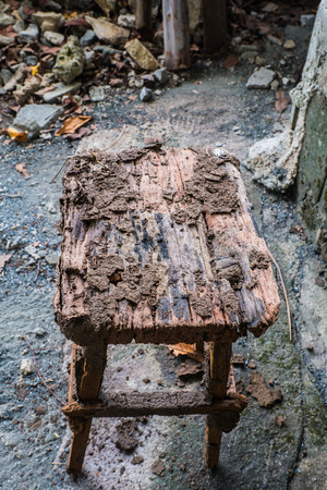 Decaying wooden chairs.の写真素材