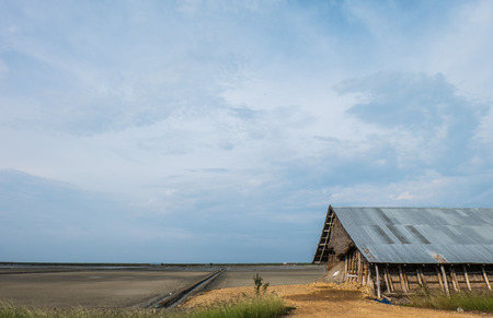 saline and salt shed On cloudy days before the rain.の写真素材