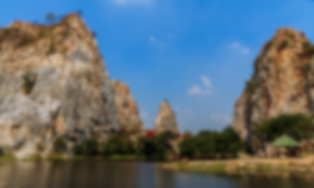 Blur stone Mountain, Stone Park Kao-ngu, Ratchaburi Thailand.の写真素材