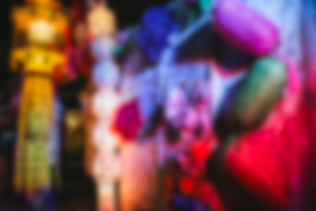 Blur Lights and lantern, abstract background. Sa paper Festival, Thailand.の写真素材