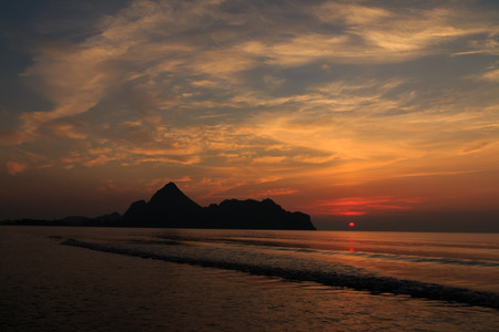 Sunrise Time at Ao Manow, Prachuap Khiri Khan, Thailand. Process color.の写真素材