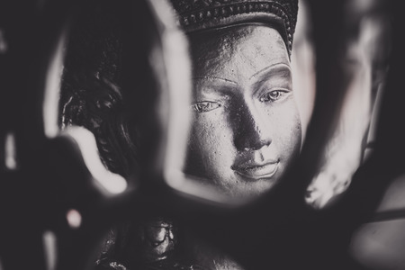 abstract background with black and white of clay doll, shallow depth of fieldの写真素材