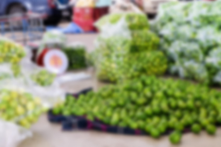 abstract blurred background of Shop lemon in vegetable wholesale market.の写真素材