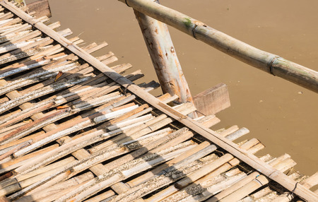 close up of bamboo bridge.の写真素材
