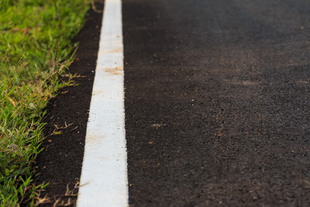 white line on the road, selective focus.