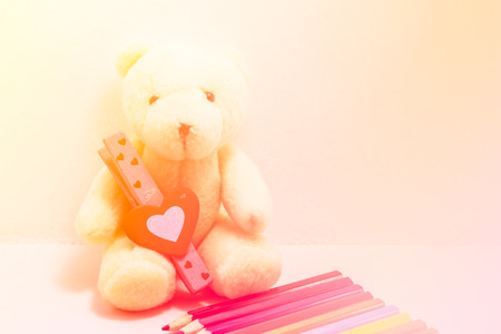 hearts and teddy bear, process colorの写真素材