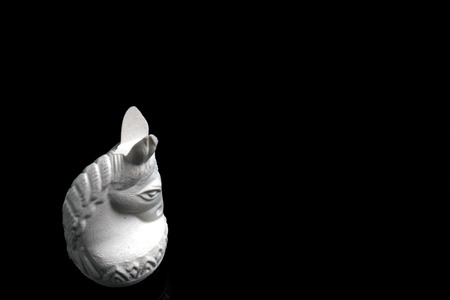 white knight, thai chess, on black background.の写真素材