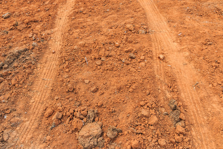tire tracks on the groundの写真素材