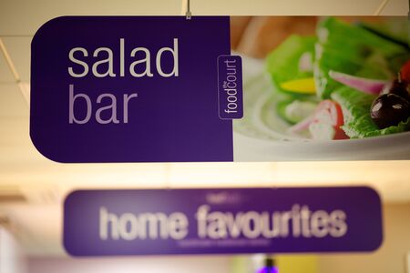 Salad bar sign in purple depicting a salad,の写真素材