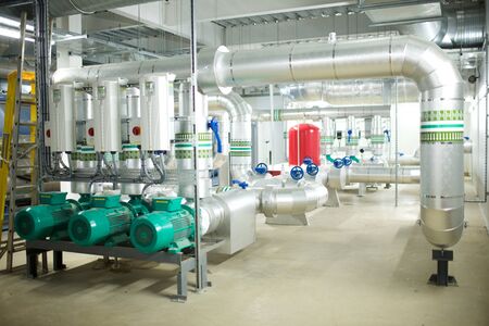 Machinery working in a food factoryの写真素材
