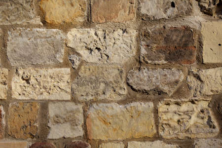 Close up a vintage masonry stone wallの写真素材