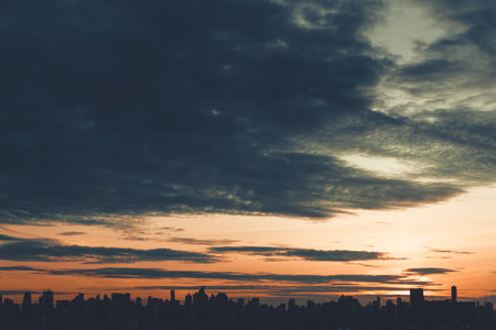 Beautiful natural background Sunset sky and in the evening, in the city, Thailand.
