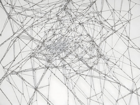 A visually captivating abstract composition featuring a modern geometric background composed of intricate lines, showcasing a harmonious arrangement of shapes and patterns. Generative AIの素材