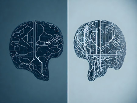 A captivating and stylized abstract modern drawing of the human brain, featuring intricate wires and cables representing the intricate neural connections and networks within our minds. Generative aiの素材