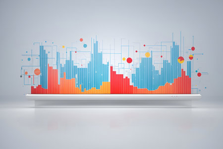 A background displaying a stock market business chart, perfect for financial, investment, and business concepts, emphasizing data analysis and market performance.の素材