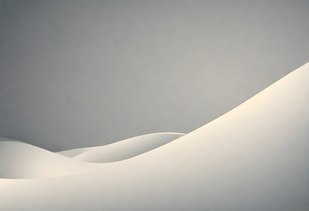 abstract background with wavy layers of white paper and shadow on grey backgroundの素材