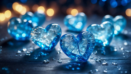 Blue color Heart shape background ready for post card, invitation, web page, product display. Negative space for custom text in design.の素材