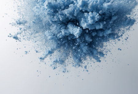 A blue background filled with abstract white particles providing ample space for personalized text or messages. Perfect for custom design applications.の素材