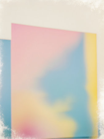 Soft Pastel Watercolor Abstract: Gentle Pink, Blue, and Yellow Blended Textures on Cream Backgroundの素材