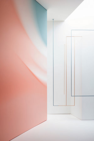 Abstract background with flowing fabric, soft pastel colors, and modern minimalist design. Perfect for presentations, websites, or social media.の素材