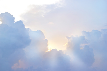 Sky with clouds and sunbeam vibrant