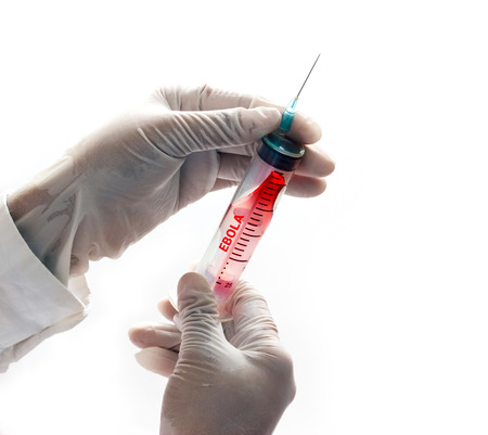 syringe for ebola on white backgroundの写真素材