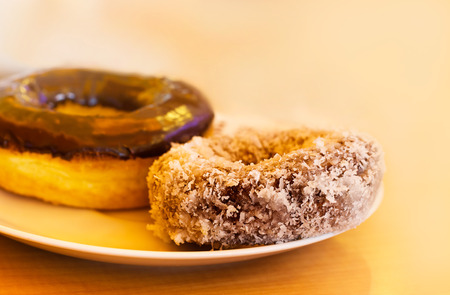 warm color tone style of donuts, soft fousの写真素材