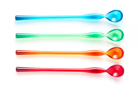 colorful spoon on white backgroundの写真素材