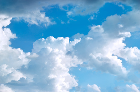 Blue sky with big clouds backgroundの写真素材